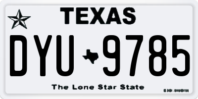 TX license plate DYU9785