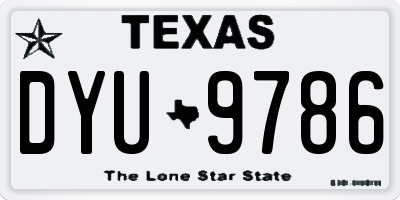 TX license plate DYU9786