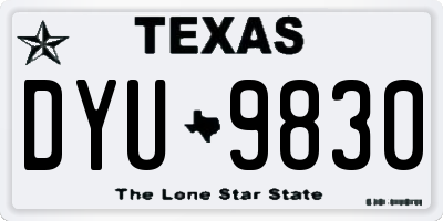 TX license plate DYU9830