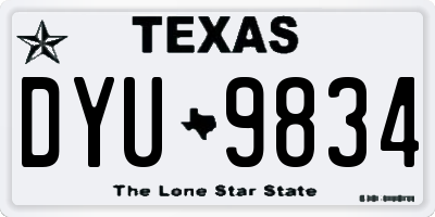 TX license plate DYU9834