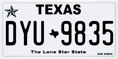 TX license plate DYU9835