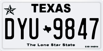 TX license plate DYU9847