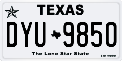 TX license plate DYU9850