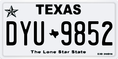 TX license plate DYU9852