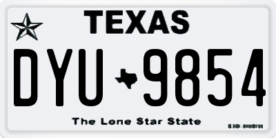 TX license plate DYU9854