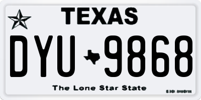 TX license plate DYU9868