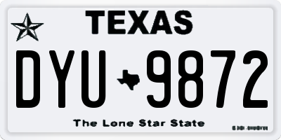 TX license plate DYU9872