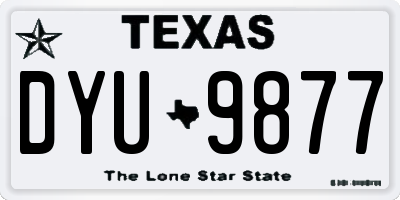 TX license plate DYU9877