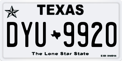 TX license plate DYU9920