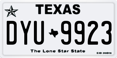 TX license plate DYU9923