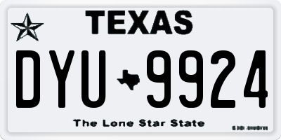 TX license plate DYU9924