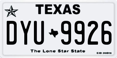 TX license plate DYU9926