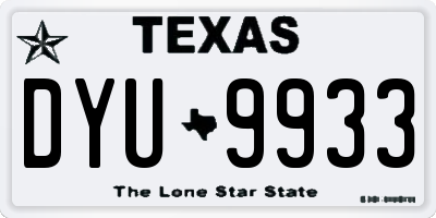TX license plate DYU9933