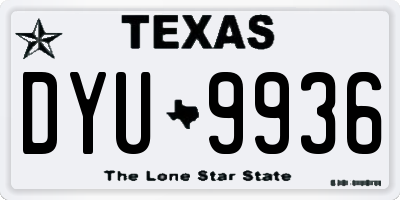 TX license plate DYU9936