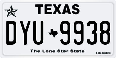 TX license plate DYU9938