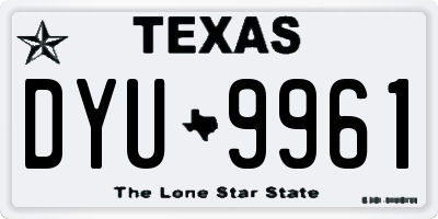 TX license plate DYU9961