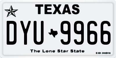 TX license plate DYU9966