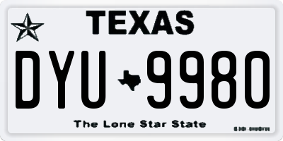 TX license plate DYU9980