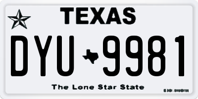 TX license plate DYU9981