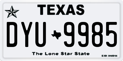 TX license plate DYU9985
