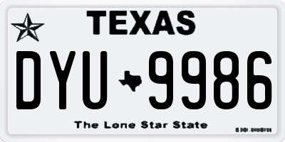 TX license plate DYU9986