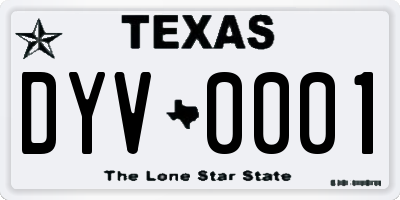TX license plate DYV0001