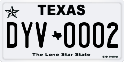 TX license plate DYV0002