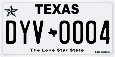 TX license plate DYV0004
