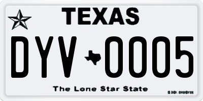 TX license plate DYV0005