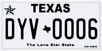 TX license plate DYV0006