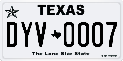TX license plate DYV0007