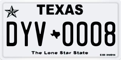 TX license plate DYV0008
