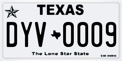 TX license plate DYV0009