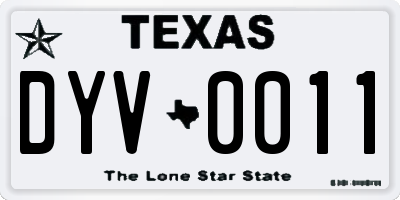 TX license plate DYV0011