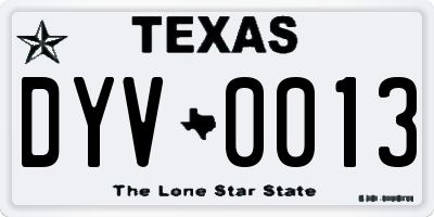 TX license plate DYV0013