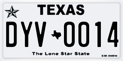 TX license plate DYV0014