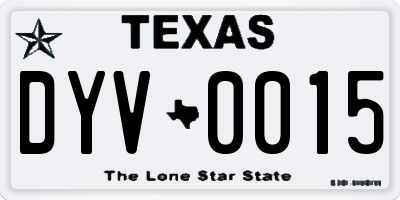 TX license plate DYV0015