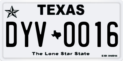 TX license plate DYV0016