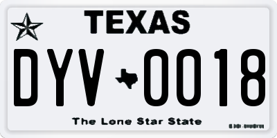 TX license plate DYV0018