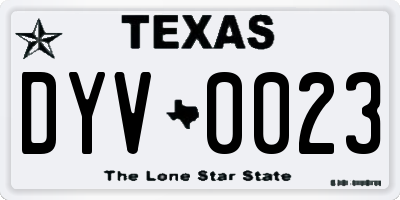 TX license plate DYV0023