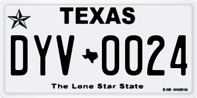TX license plate DYV0024