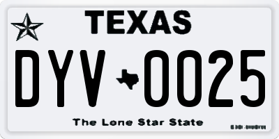TX license plate DYV0025