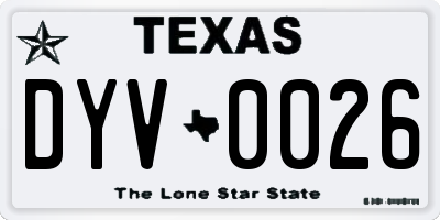 TX license plate DYV0026