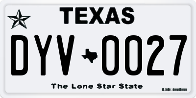 TX license plate DYV0027