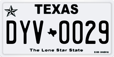 TX license plate DYV0029