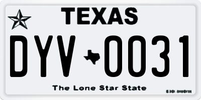TX license plate DYV0031