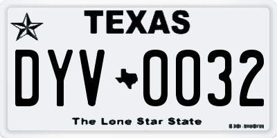 TX license plate DYV0032
