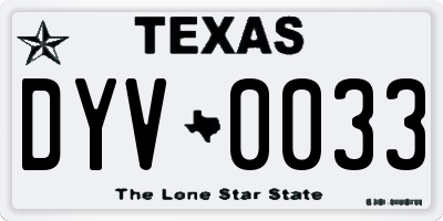 TX license plate DYV0033
