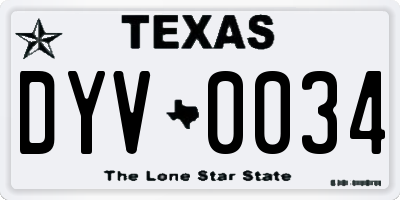 TX license plate DYV0034