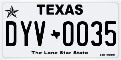 TX license plate DYV0035